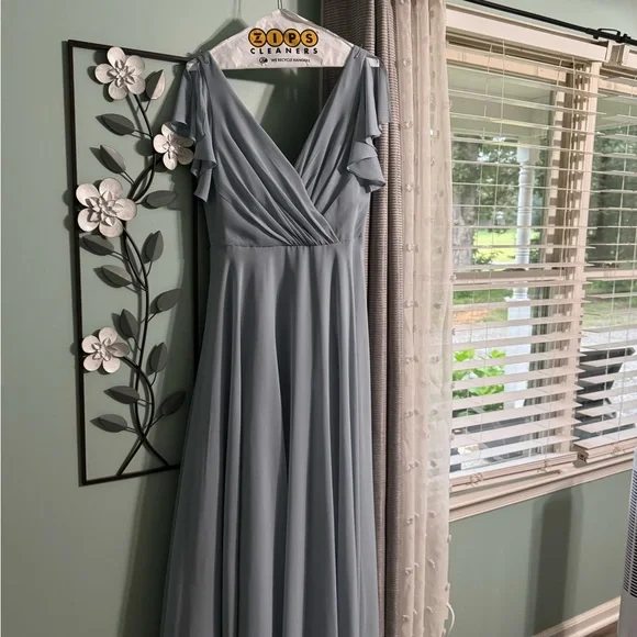 david's bridal dusty blue dress Macy Denim Midi Dress – Style Me Luxe